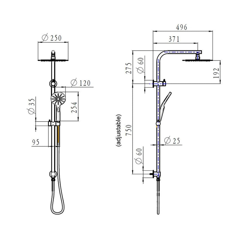 Sky Round Shower Rail Set