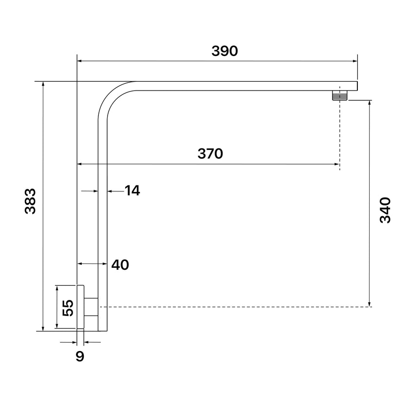 Chai High Rise Shower Arm Only