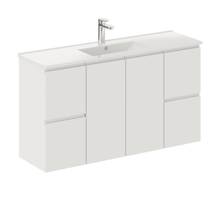 Siska Slim White Wall-Hung Vanity Including Ceramic Top