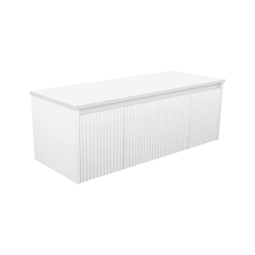Alina Fluted Satin White Wall Hung Cabinet