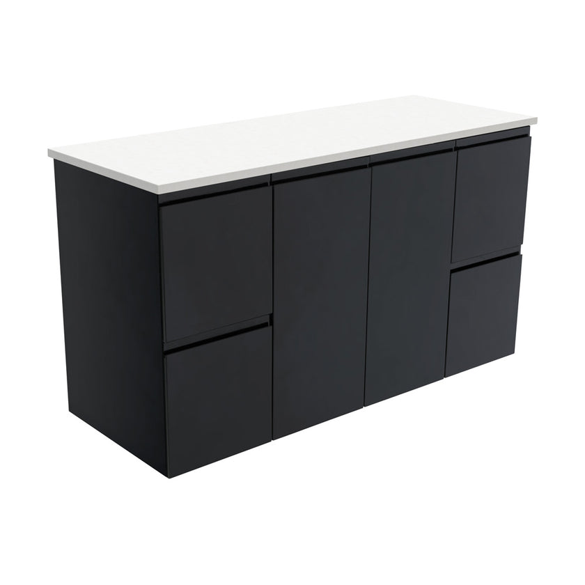 Fingerpull Wall Hung Satin Black Cabinet