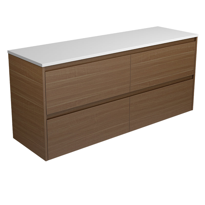 Amato Walnut Drawer Wall Hung Vanity (Cabinet Only)