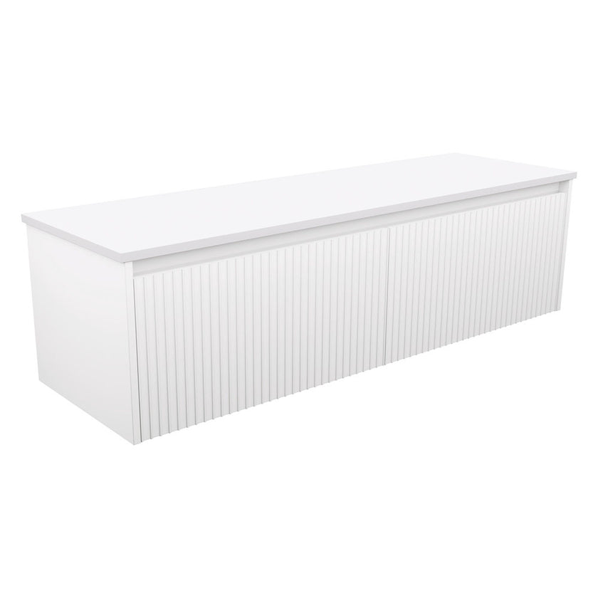 Alina Fluted Satin White Wall Hung Cabinet