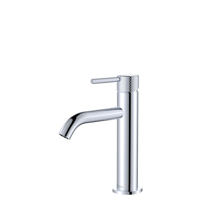 Chrome bathroom faucet on a white background