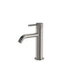 Stainless steel faucet on a white background