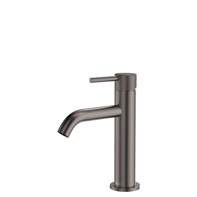 Gun metal faucet on a white background