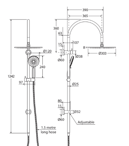 Empire Slim Curved Twin Shower