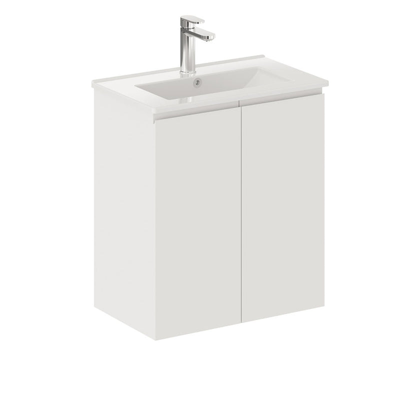 Siska Slim White Wall-Hung Vanity Including Ceramic Top