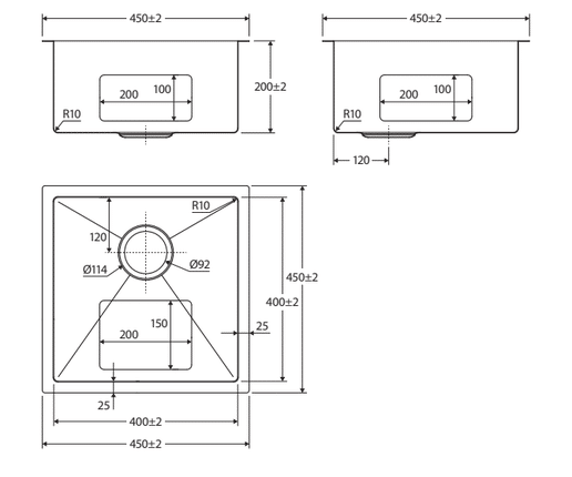 Hana Single Kitchen Sink 32L Kit