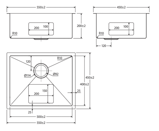 Hana Single Kitchen Sink 40L Kit