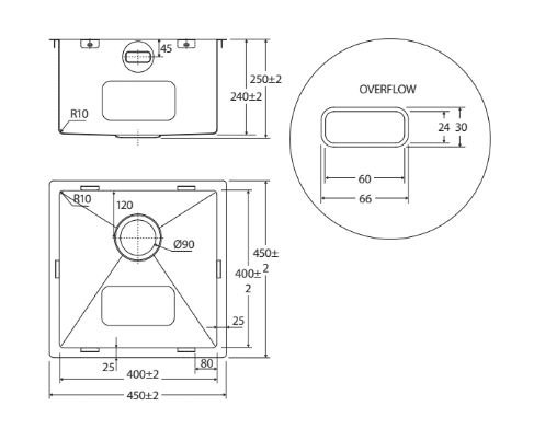 Hana Double Kitchen Sink 27L/27L Kit