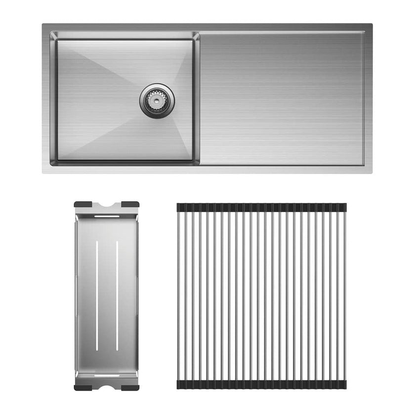 Hana Single Kitchen Sink 36L With Side Drainer Kit