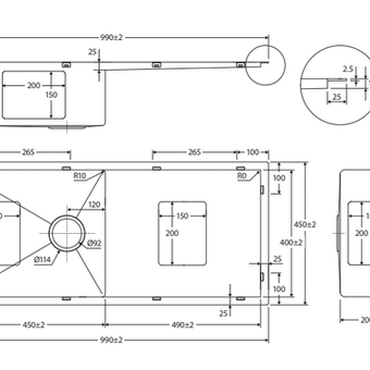 Hana Single Kitchen Sink 36L With Side Drainer Kit