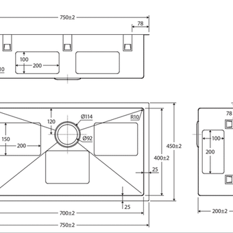 Hana Single Kitchen Sink 55L Kit