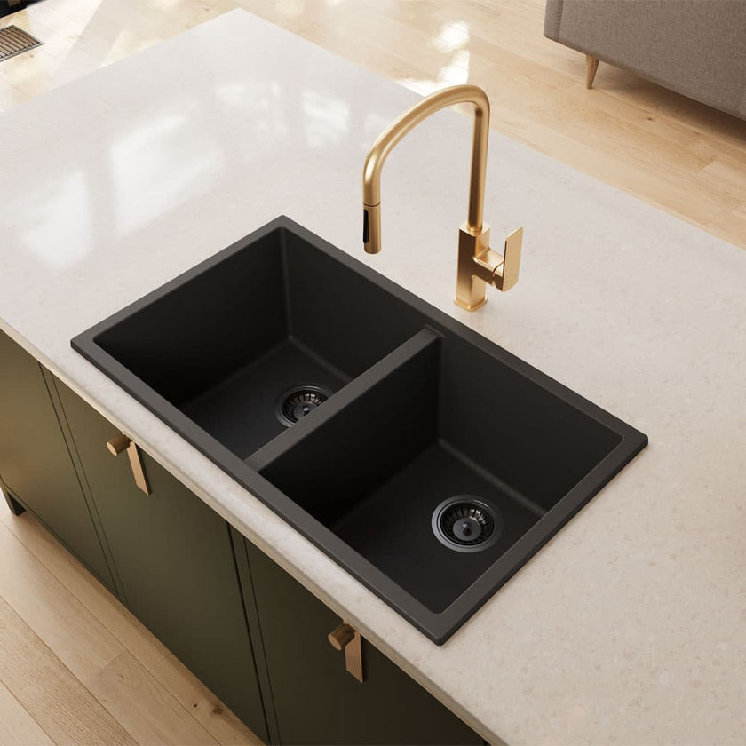 Kuro Granite Double Bowl Kitchen Sink 34L/34L