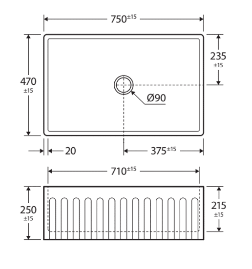Charlton Butler Sink Medium Reversible Fluted & Flat