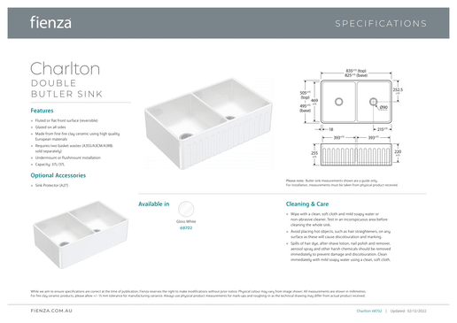 Charlton Butler Sink Double Reversible Fluted & Flat