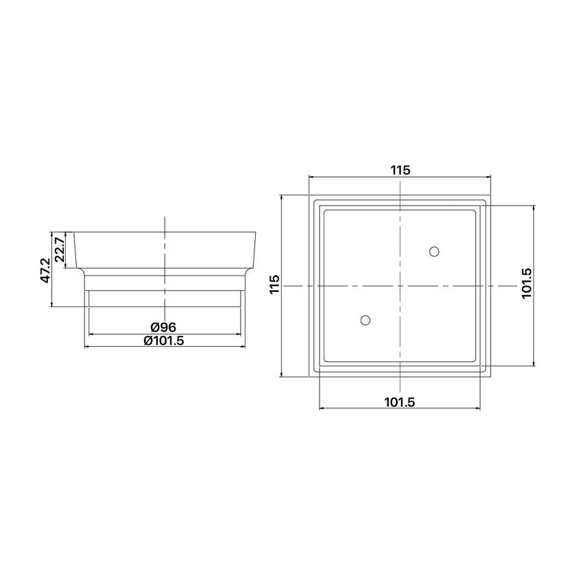 Brass Tile Grate Square 100mm