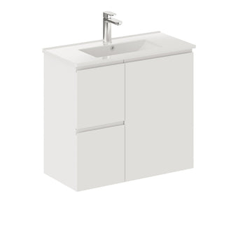 Siska Slim White Wall-Hung Vanity Including Ceramic Top