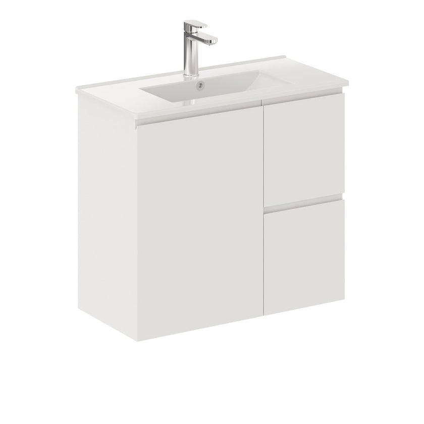 Siska Slim White Wall-Hung Vanity Including Ceramic Top