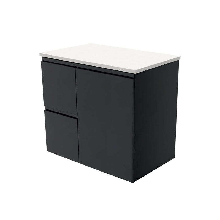 Fingerpull Wall Hung Satin Black Cabinet