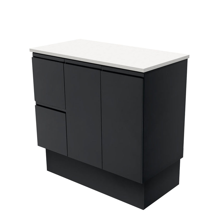 Fingerpull Floor Standing Satin Black Cabinet