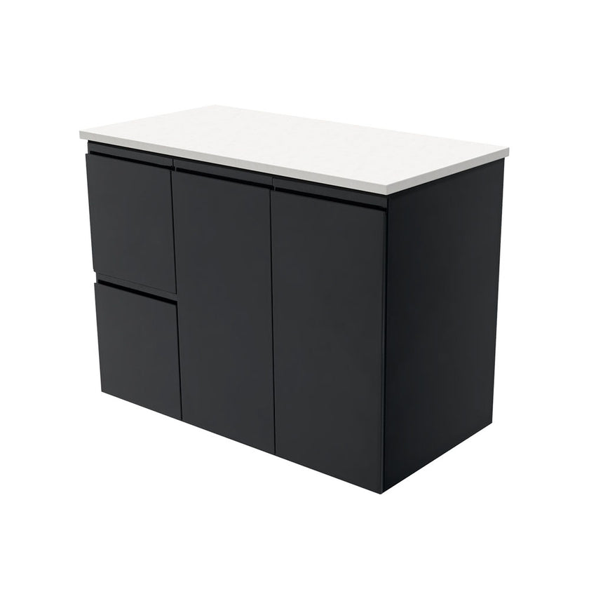 Fingerpull Wall Hung Satin Black Cabinet
