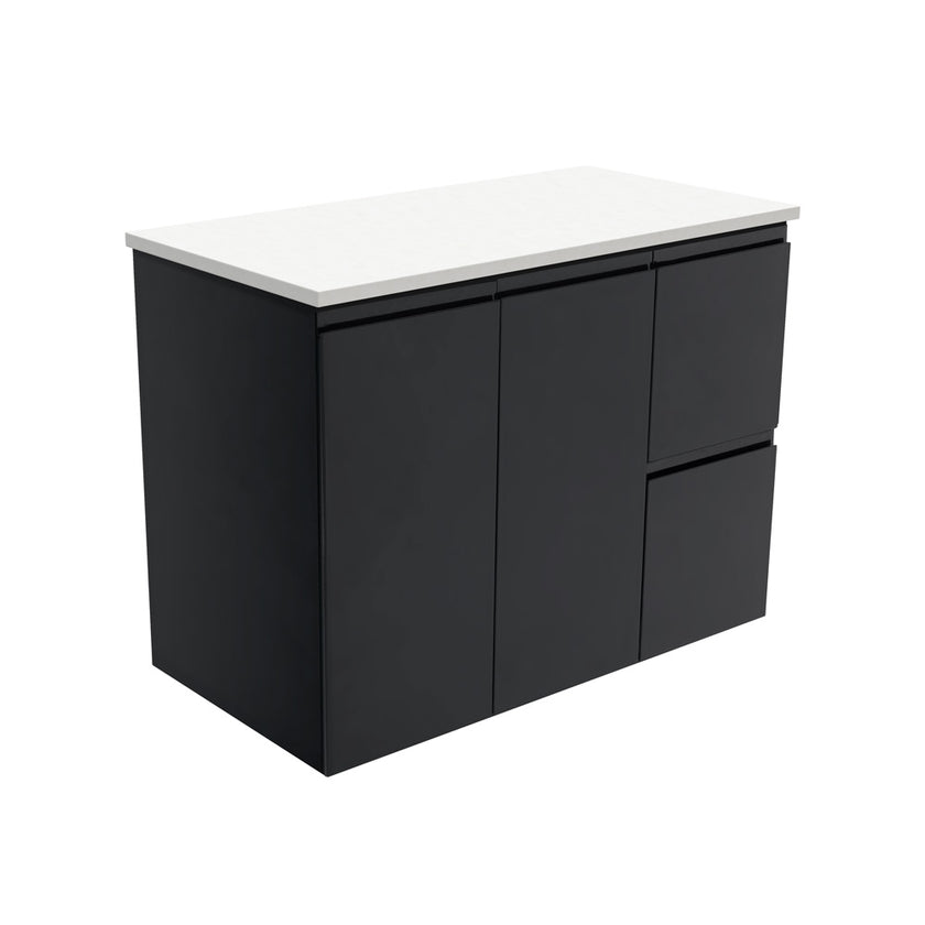 Fingerpull Wall Hung Satin Black Cabinet