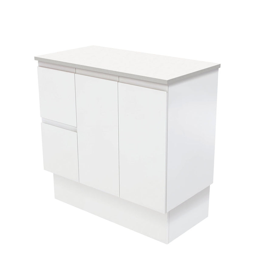 Fingerpull Floor Standing Satin White Cabinet
