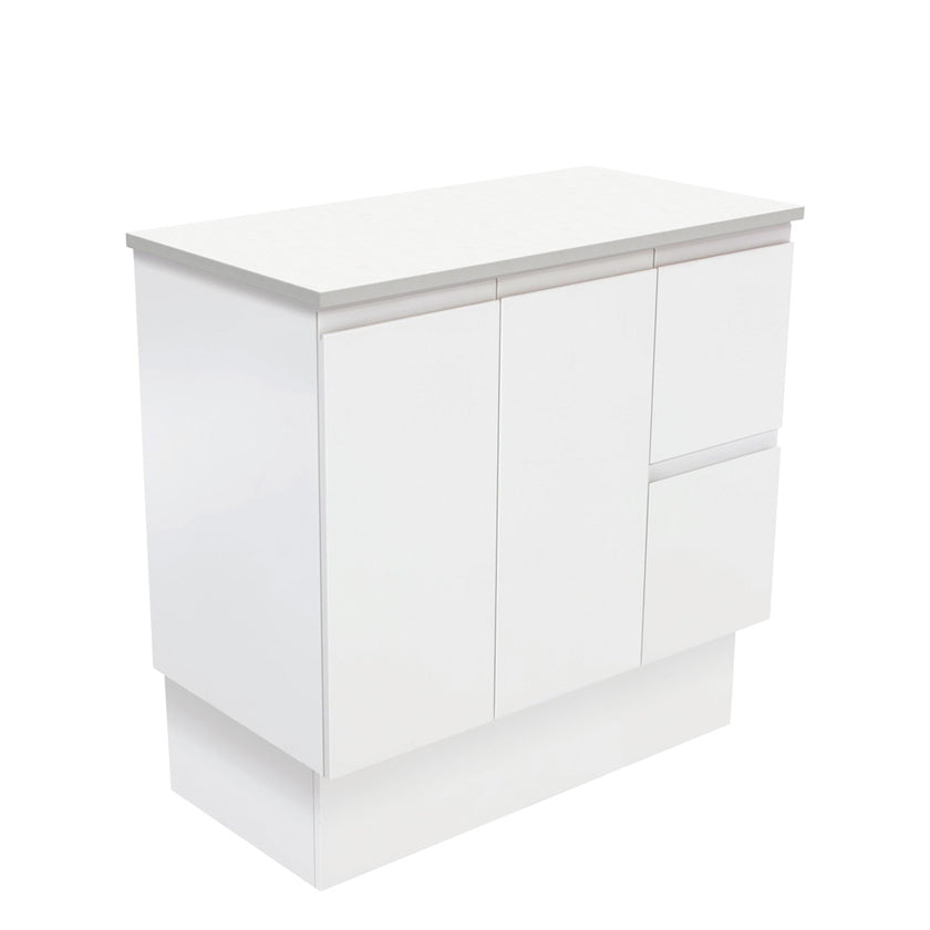 Fingerpull Floor Standing Satin White Cabinet