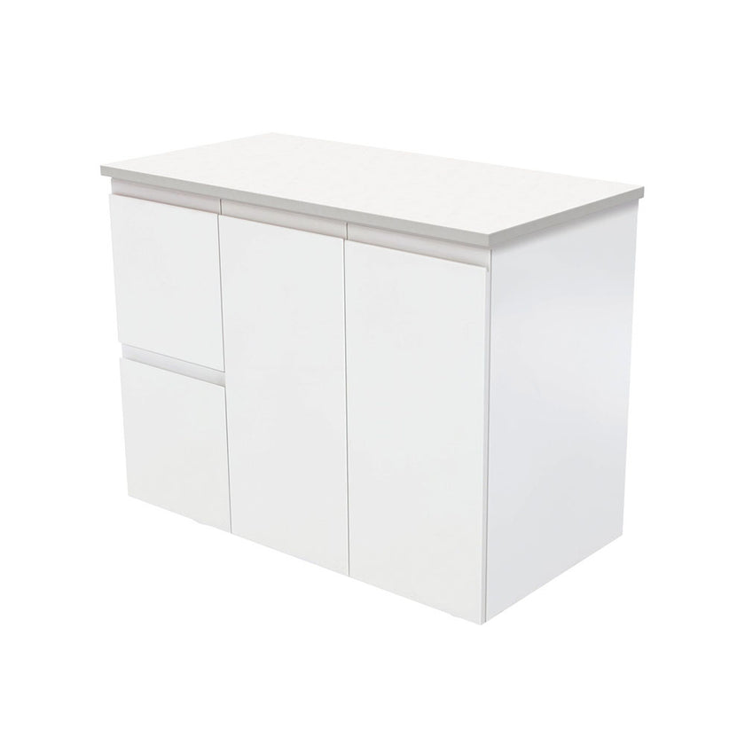 Fingerpull Wall Hung Satin White Cabinet