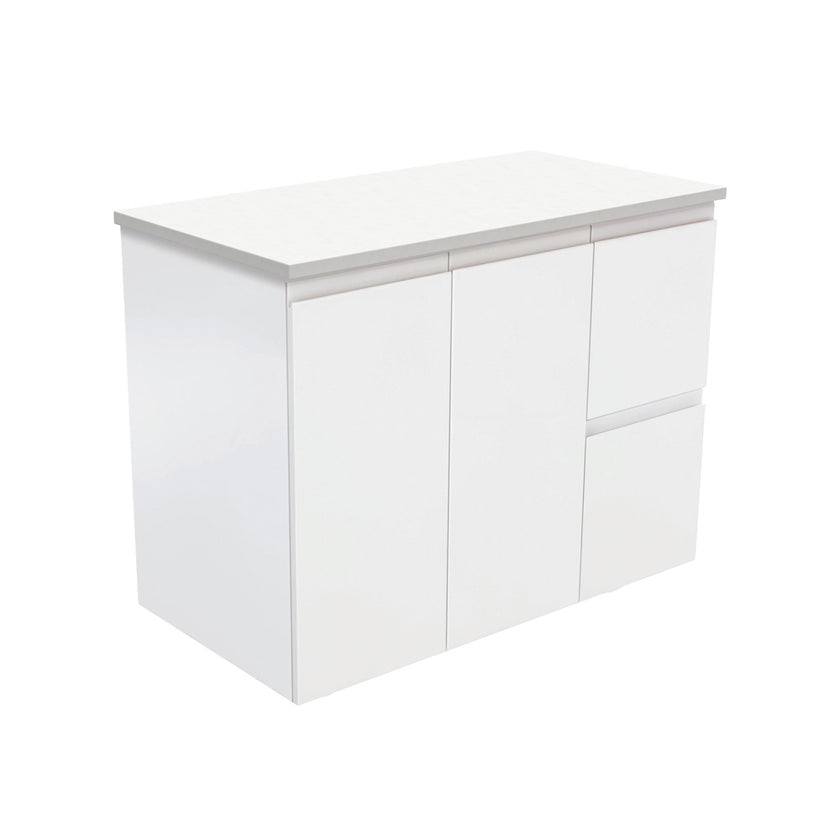 Fingerpull Wall Hung Satin White Cabinet