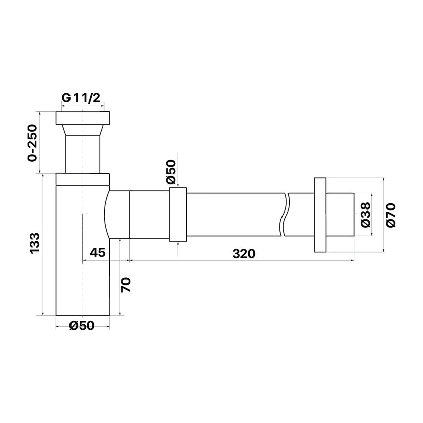 Brass Bottle Trap Round