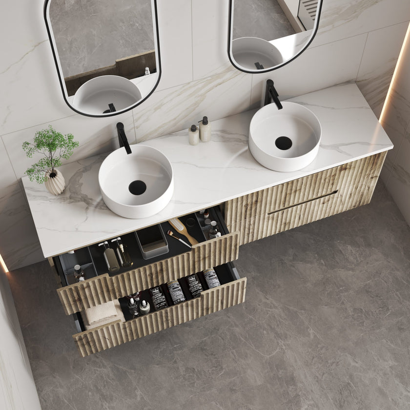 Perla Wall Hung Mark 2 Vanity Including Flat Stone Top