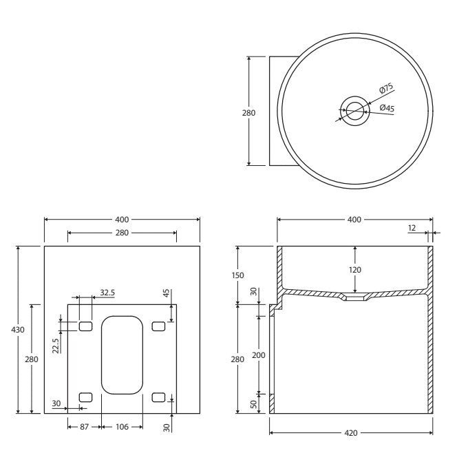 Livo Cast Stone Wall Basin