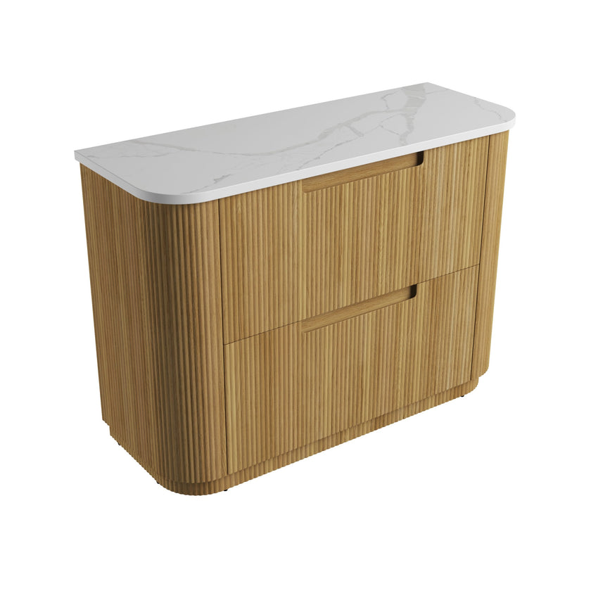 Curved Varcelli Floor Standing Vanity Including Stone Top
