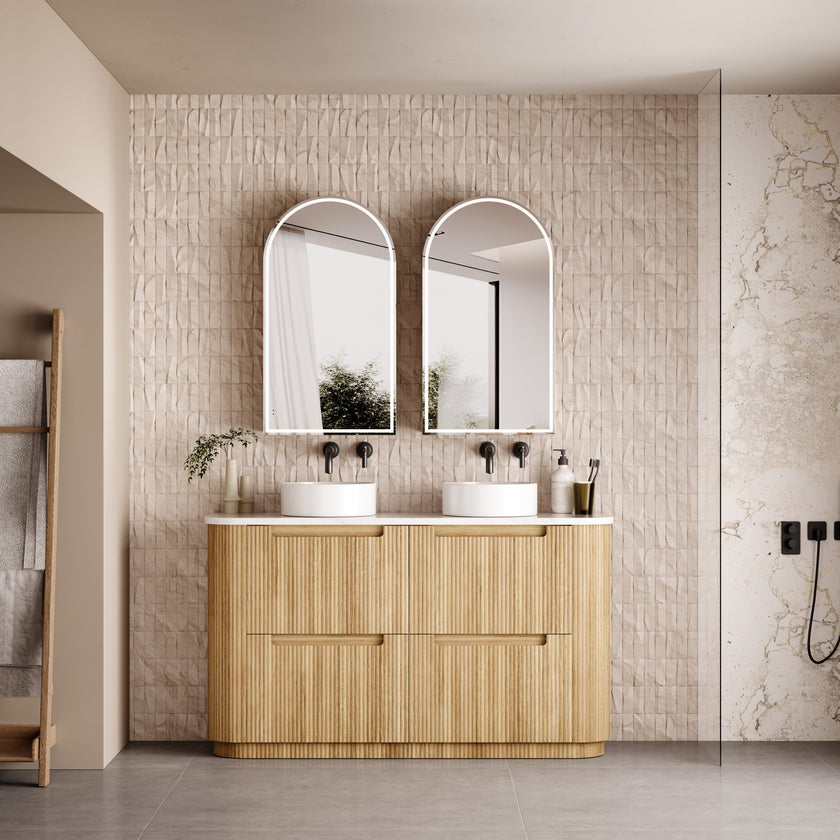 Curved Varcelli Floor Standing Vanity Including Stone Top
