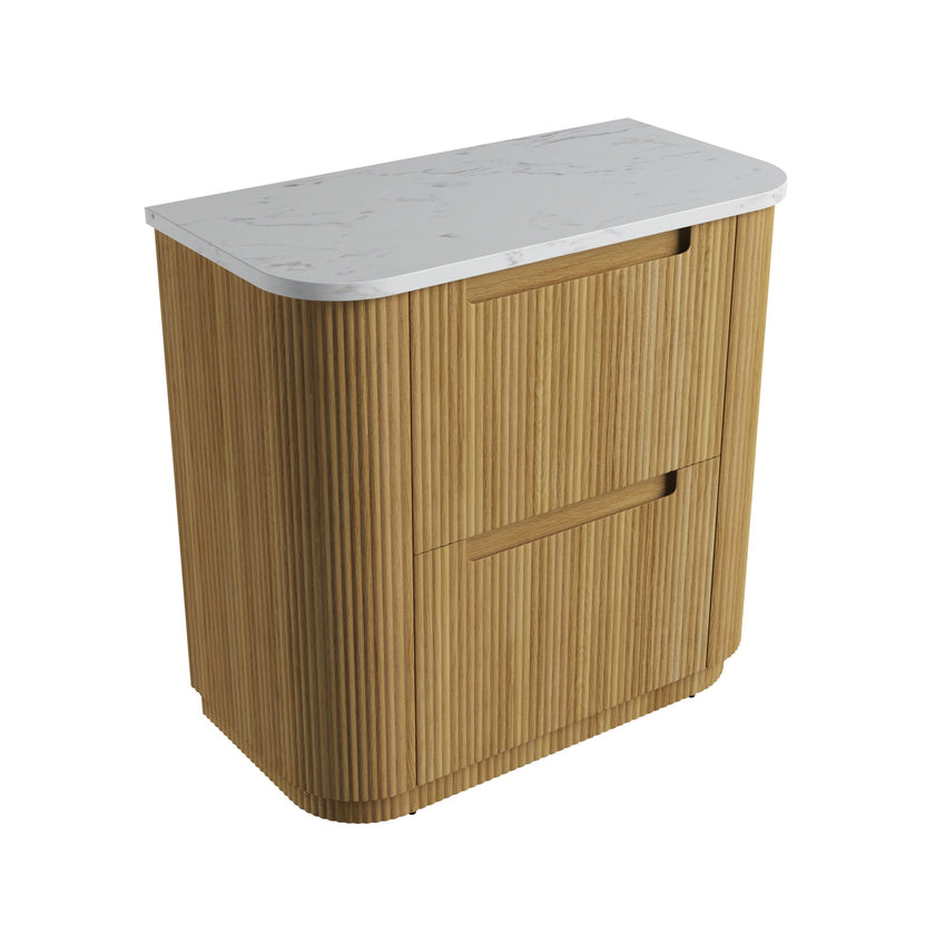 Curved Varcelli Floor Standing Vanity Including Stone Top