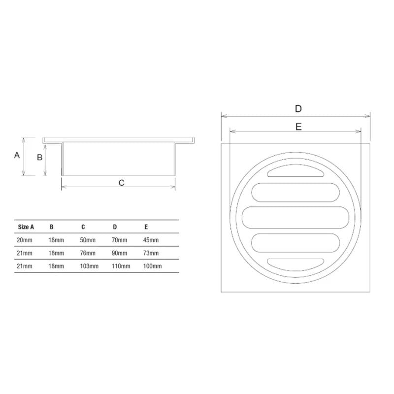 Bat Trims Square Floor Waste
