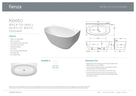 Keeto Back To Wall Bath