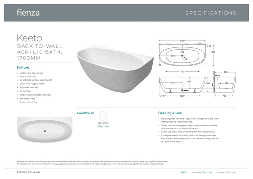 Keeto Back To Wall Bath