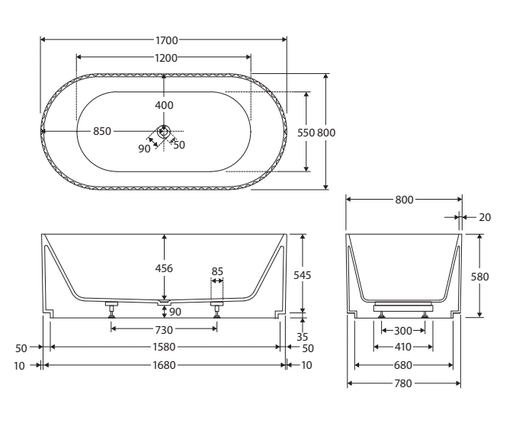 Eleanor Fluted Freestanding Acrylic Bath