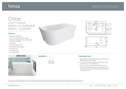 Chloe Acrylic Corner Bath