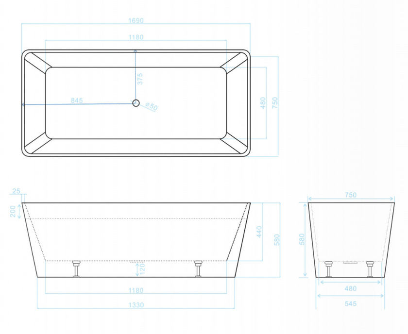 Galaxy Square Freestanding Bath