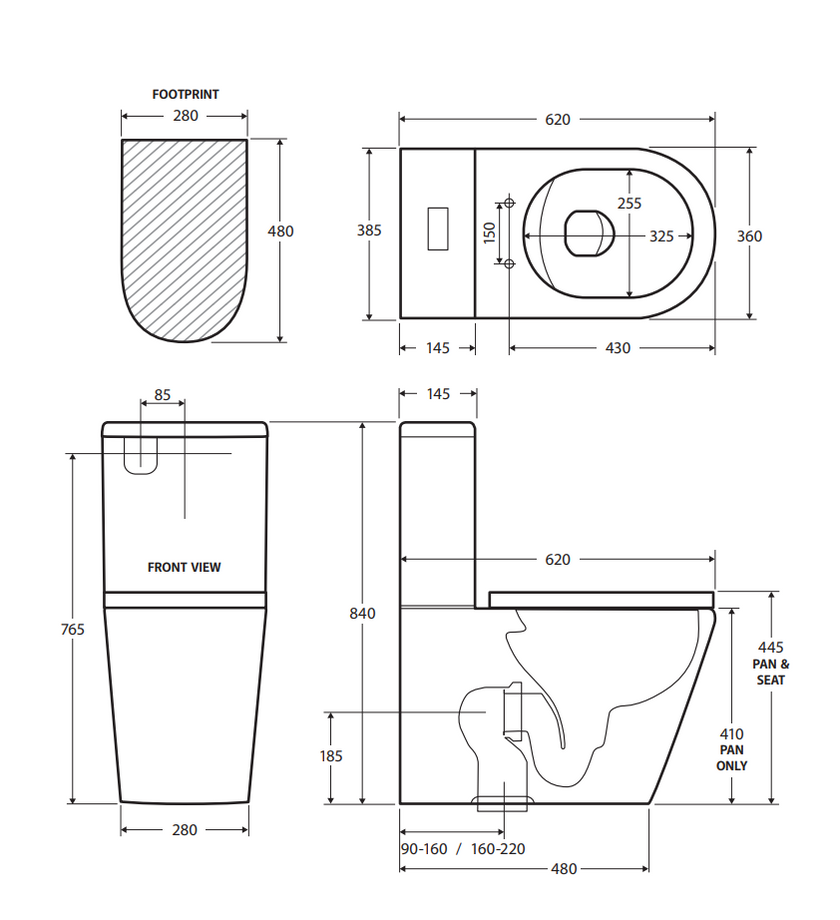 Isabella Rimless Back to Wall
