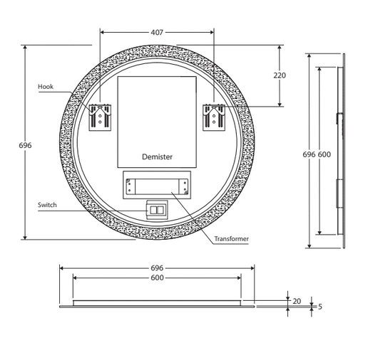 LED Kaya LED Mirror With Touch Sensor and Demister