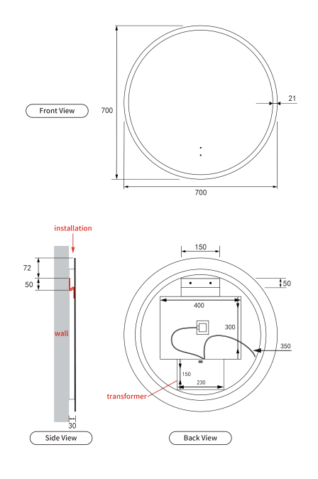 LED Windsor Framed Round Mirror