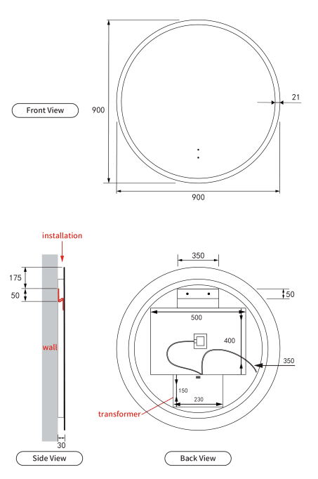 LED Windsor Framed Round Mirror