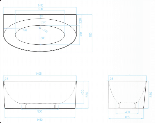 Morocco Back To Wall Freestanding Bath