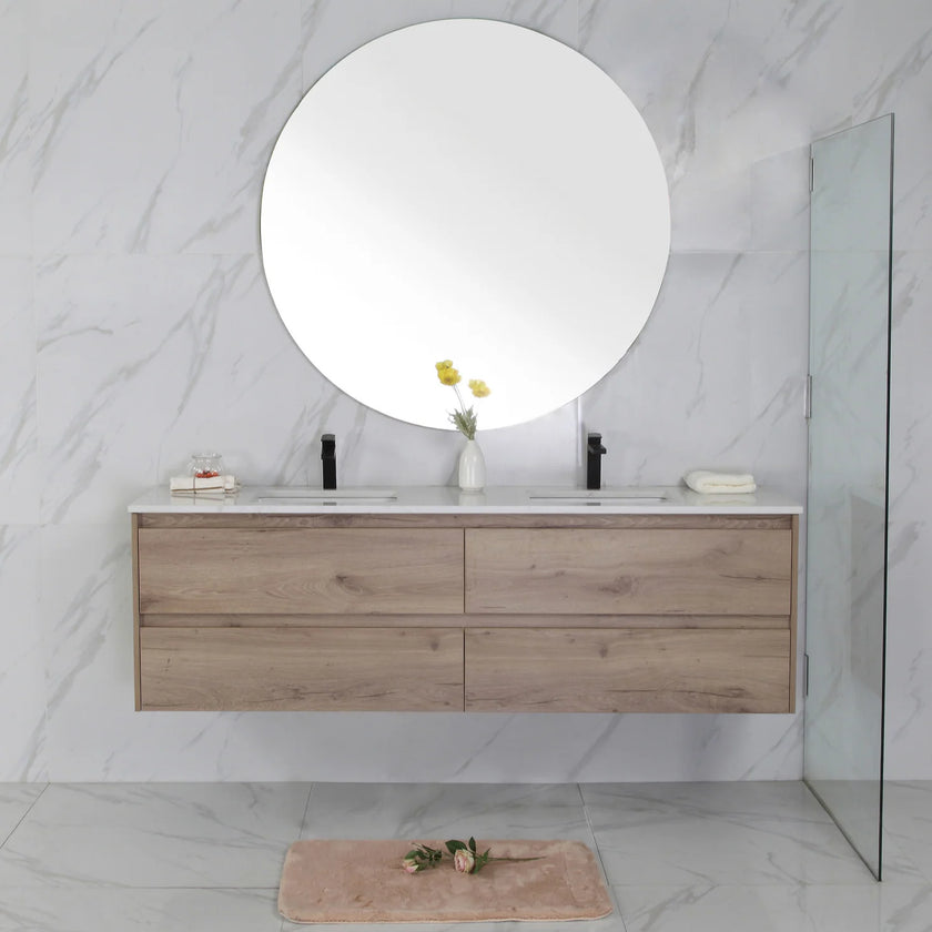 Max Wall Hung Vanity Including Flat Stone Top and Undermount Basin